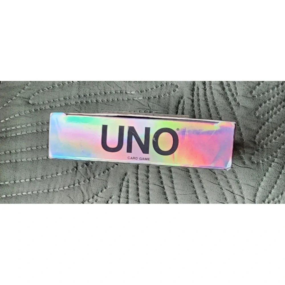 UNO Mattel UNO Platinum Edition Card Game Premium Holographic Foil Cards
